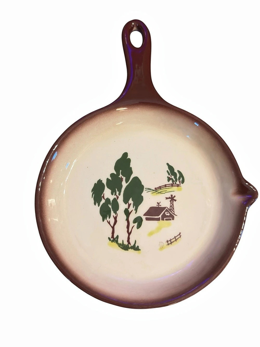 Brock Vintage Ceramic Skillet Pan Brown & Cream